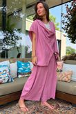 Sandbar Linen Blend Drape Front Cap Sleeve Gilet Indian Pink
